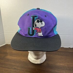 VTG 90's Snoopy Joe Cool Hat Cap Snap Back Adjustable Purple Teal Embroidered